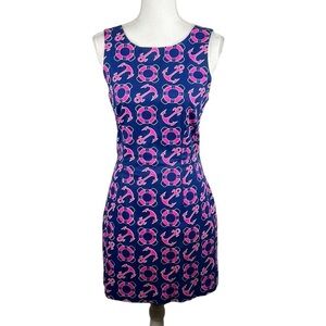 Macbeth Collection Navy Nautical Anchor Sleeveless Sheath Dress Size XS